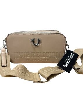 True Religion Tan Double-Zip Crossbody Bag
